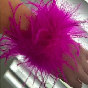 Set of 2 Devotionaluxe Fuschia Pink Feather Slap Bracelets!